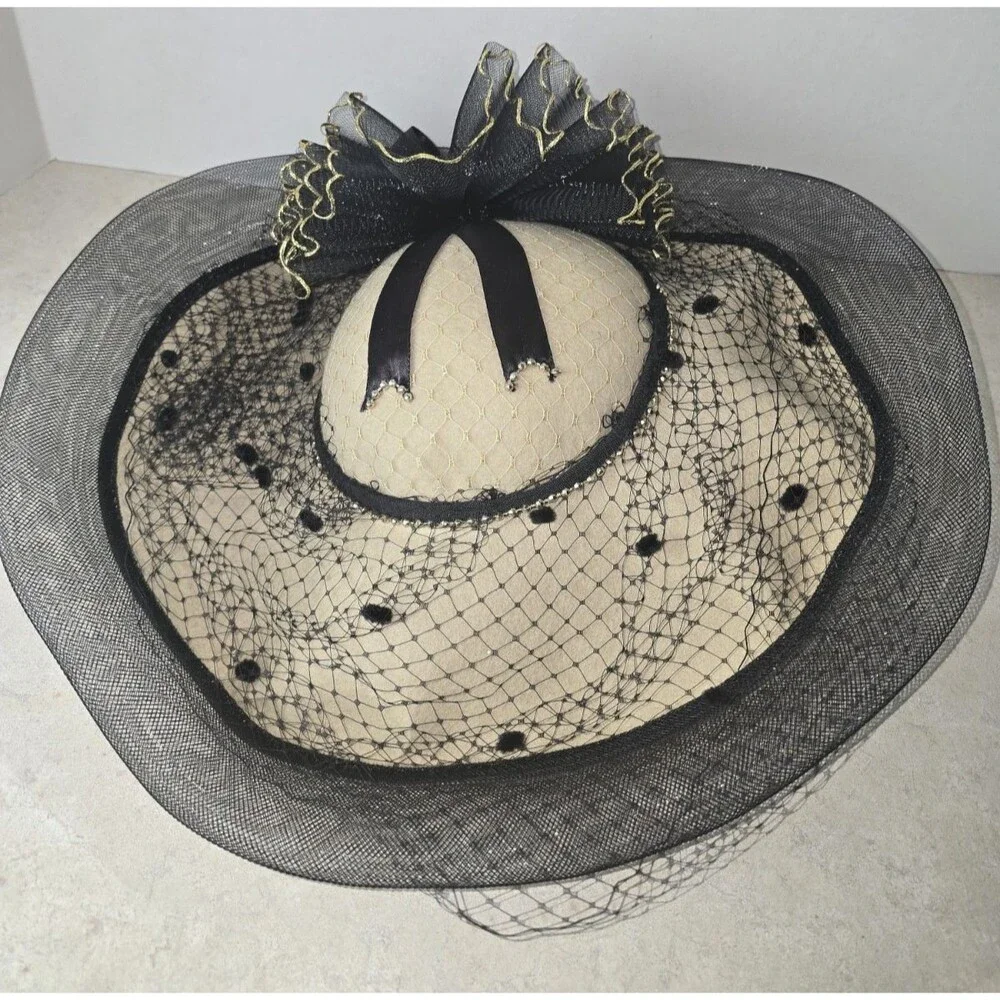Women Derby Church Dress Fascinator Wide Brim Hats Vintage Tea Party Wedding